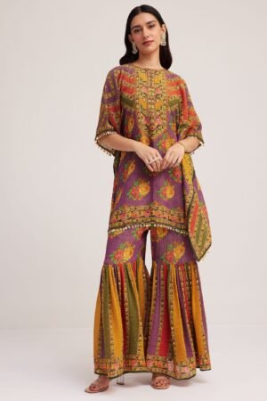 Rangrez Multicolor Mirror Work Sharara Set