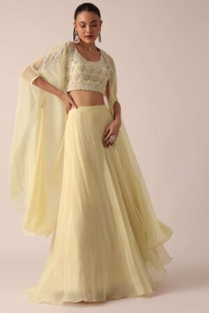 Sunlit Charm Yellow Organza Flared Lehenga