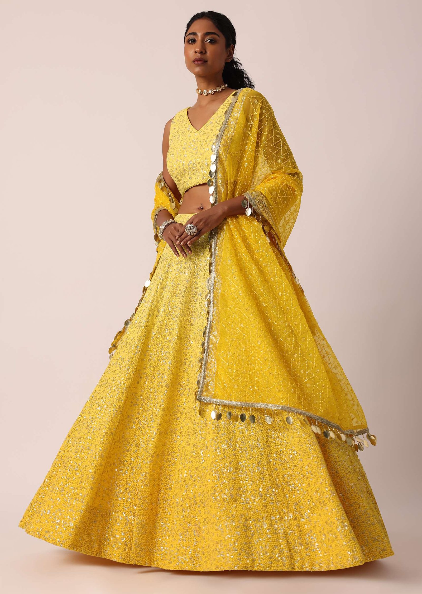 Radiant Marigold Yellow Fully Sequined Lehenga