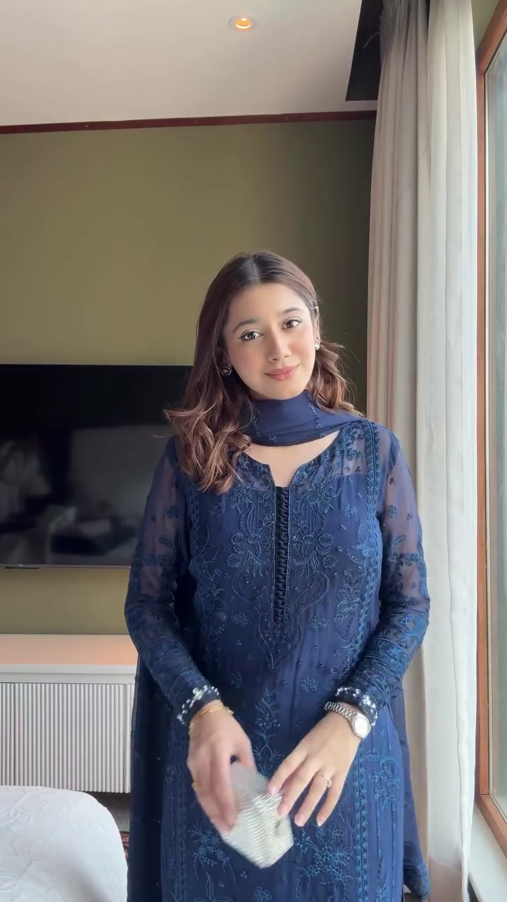 Midnight Blue Embroidered Georgette Anarkali Suit